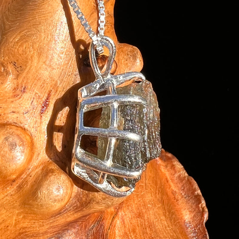 Raw Moldavite Pendant Sterling Silver #7504-Moldavite Life
