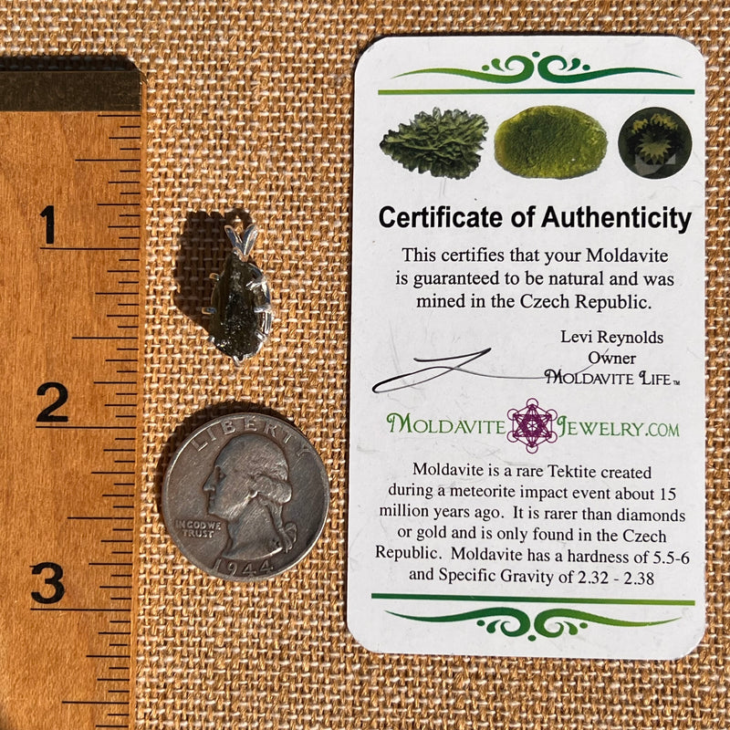 Raw Moldavite Pendant Sterling Silver #7504-Moldavite Life