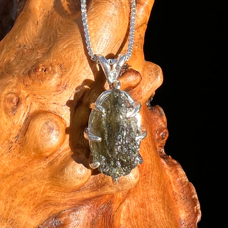 Raw Moldavite Pendant Sterling Silver #7504-Moldavite Life