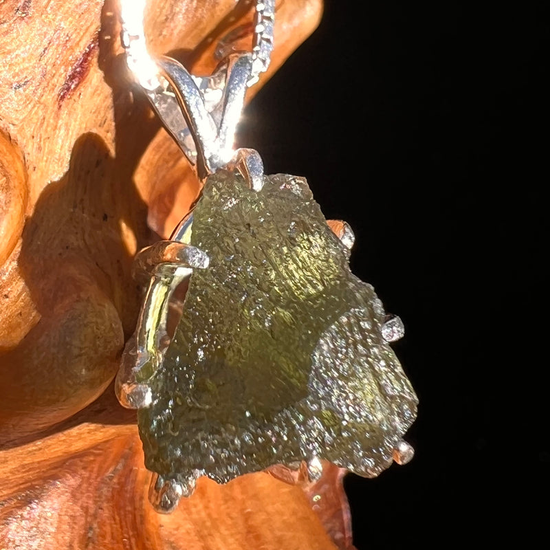 Raw Moldavite Pendant Sterling Silver #7505-Moldavite Life