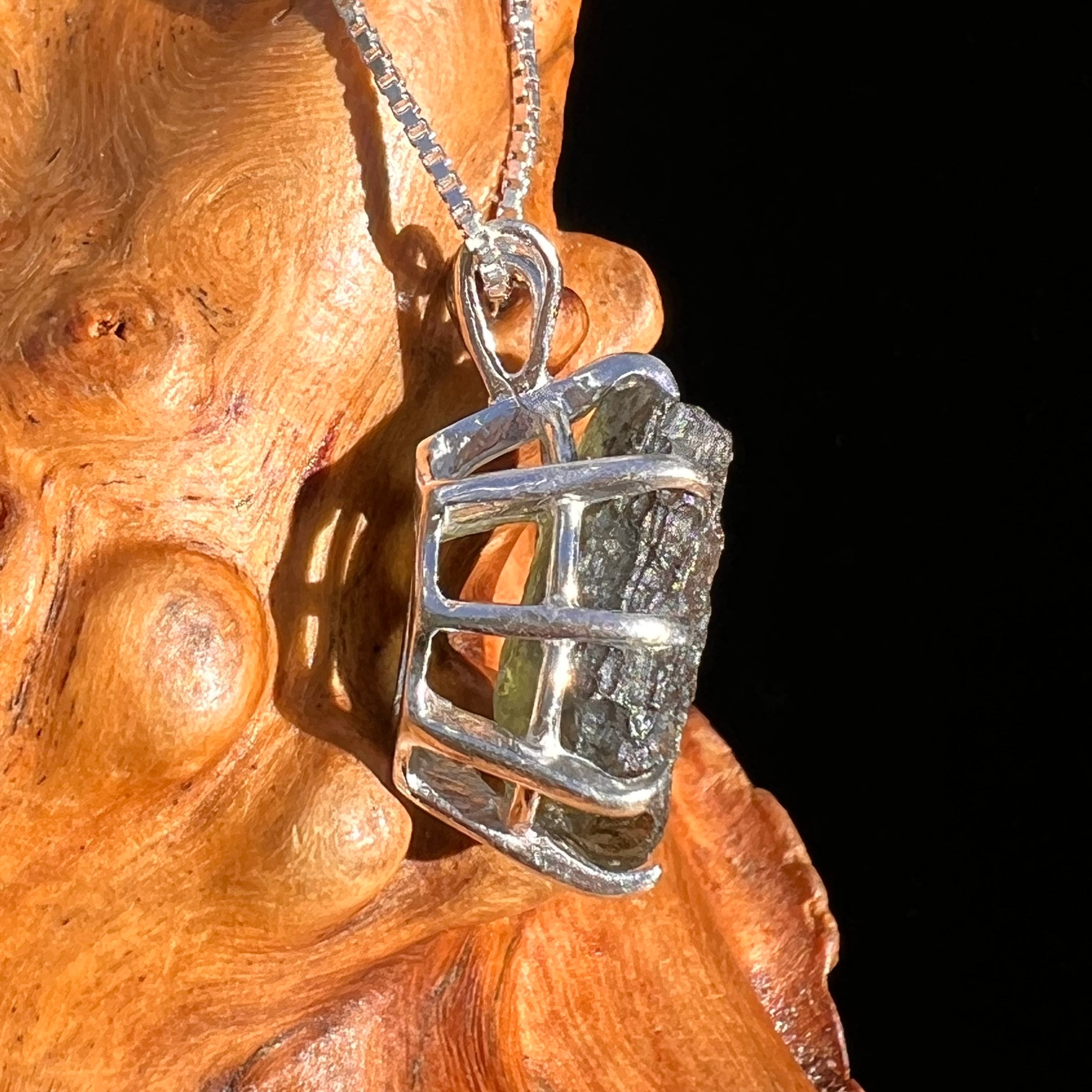 Raw Moldavite Pendant Sterling Silver #7506-Moldavite Life