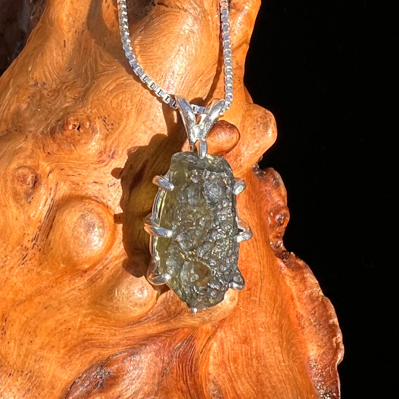 Raw Moldavite Pendant Sterling Silver #7506-Moldavite Life