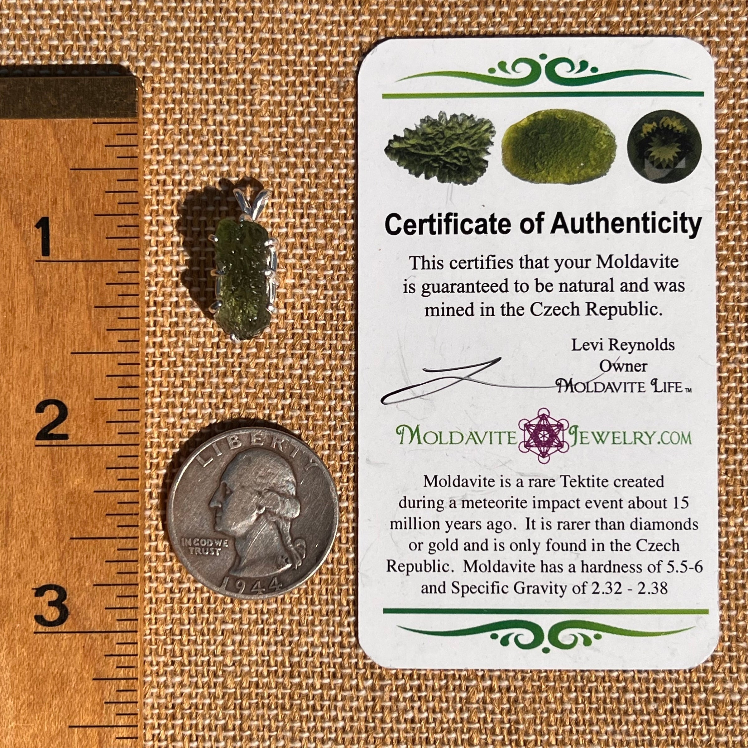 Raw Moldavite Pendant Sterling Silver #7508-Moldavite Life