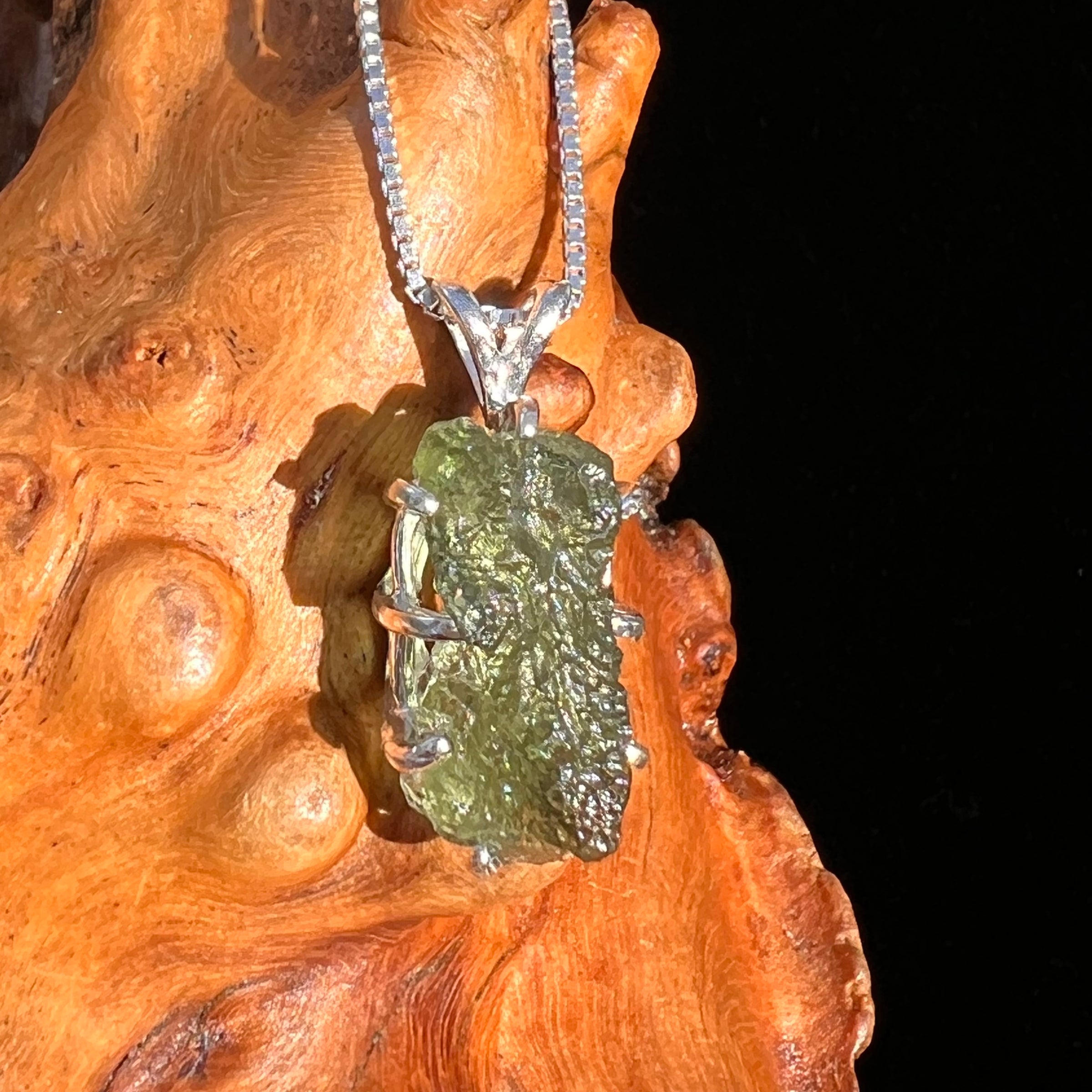 Raw Moldavite Pendant Sterling Silver #7508-Moldavite Life