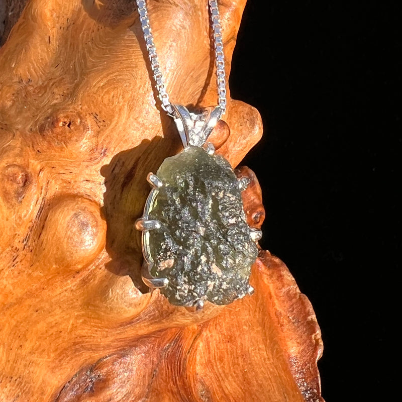 Raw Moldavite Pendant Sterling Silver #7509-Moldavite Life