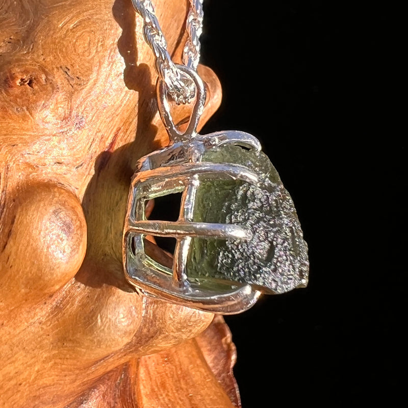 Raw Moldavite Pendant Sterling Silver #7510-Moldavite Life
