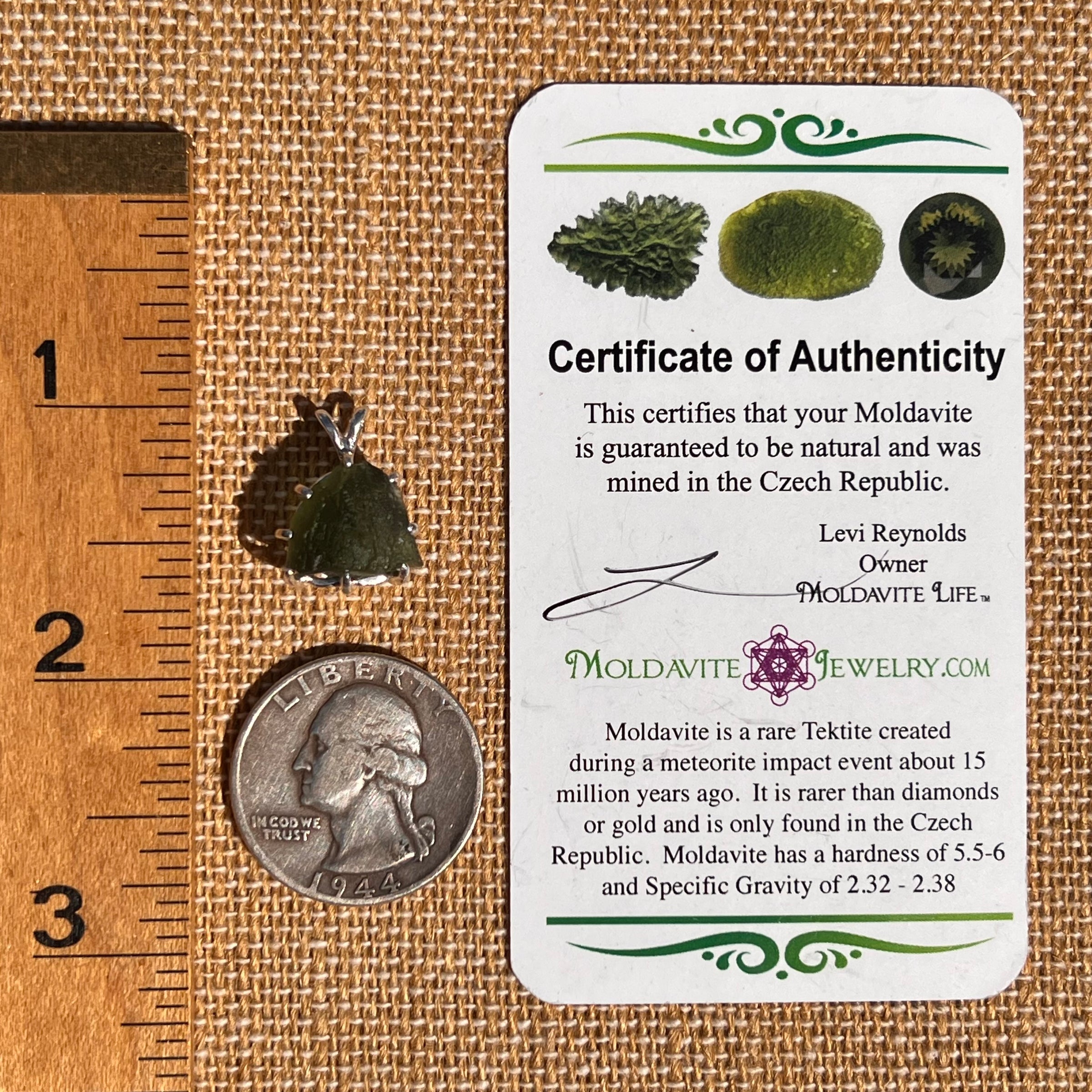 Raw Moldavite Pendant Sterling Silver #7510-Moldavite Life