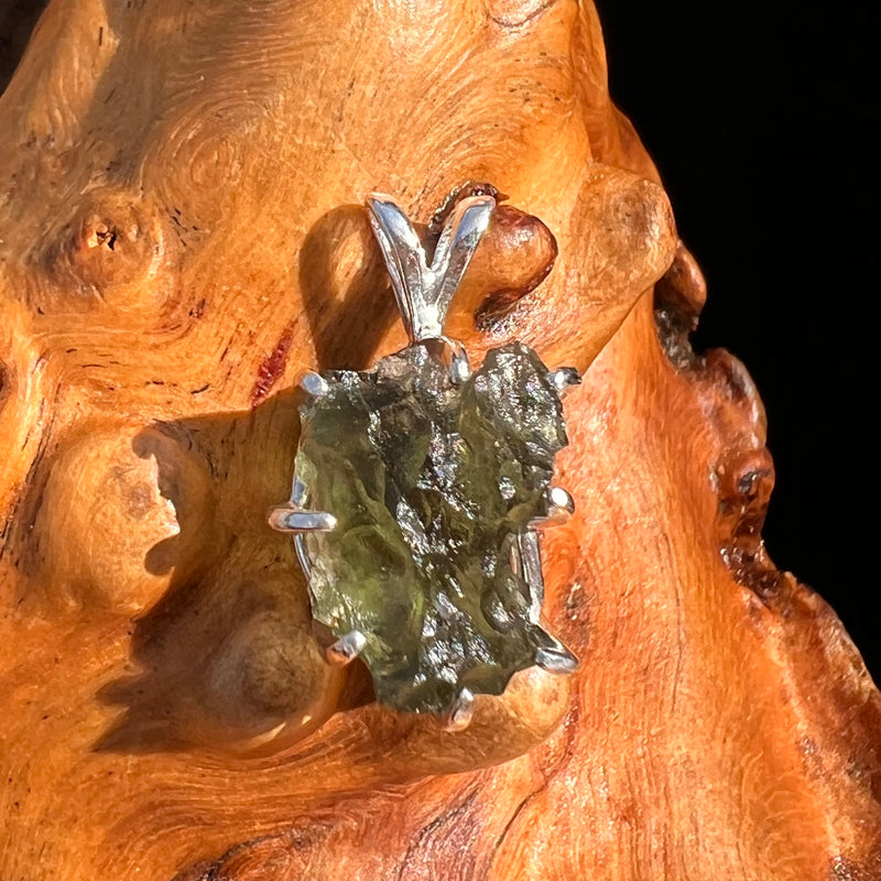Raw Moldavite Pendant Sterling Silver #7552-Moldavite Life