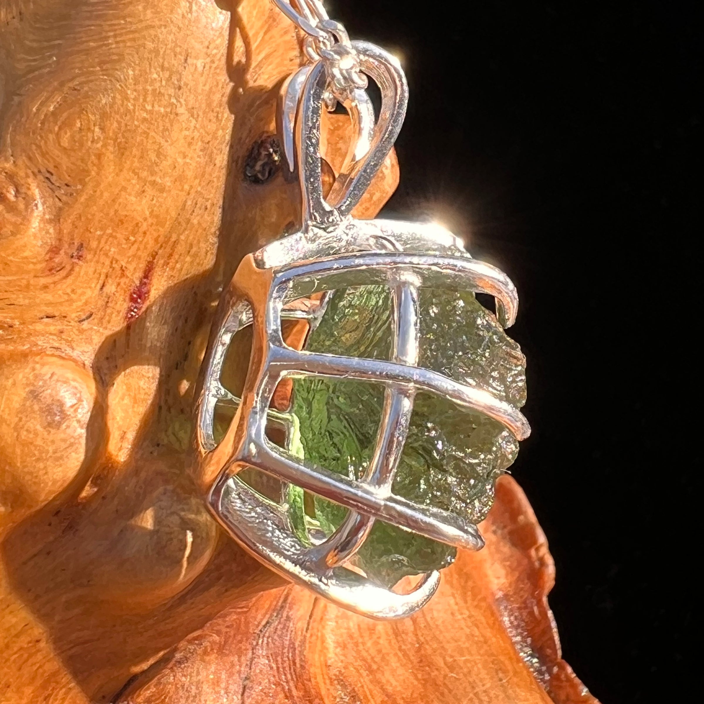 Raw Moldavite Pendant Sterling Silver #7553-Moldavite Life