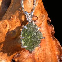 Raw Moldavite Pendant Sterling Silver #7553-Moldavite Life