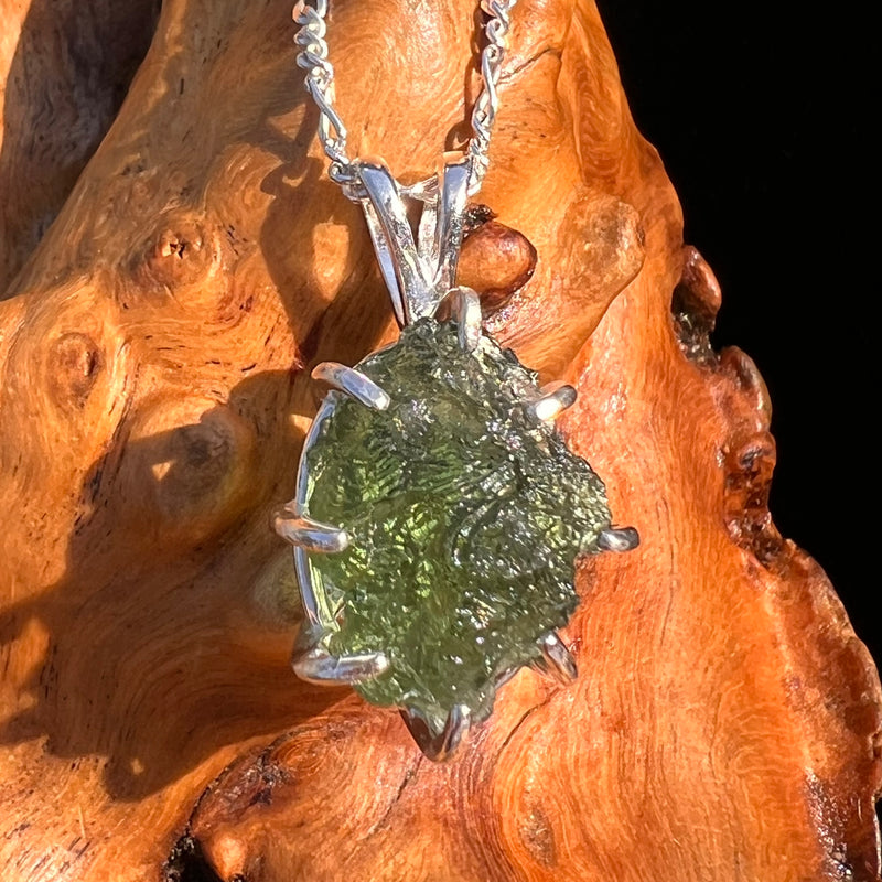 Raw Moldavite Pendant Sterling Silver #7553-Moldavite Life