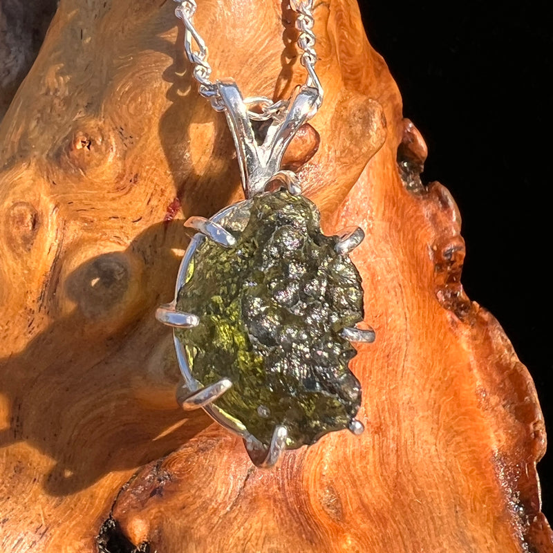 Raw Moldavite Pendant Sterling Silver #7554-Moldavite Life