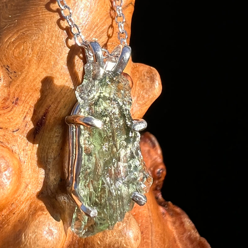 Raw Moldavite Pendant Sterling Silver #7574-Moldavite Life
