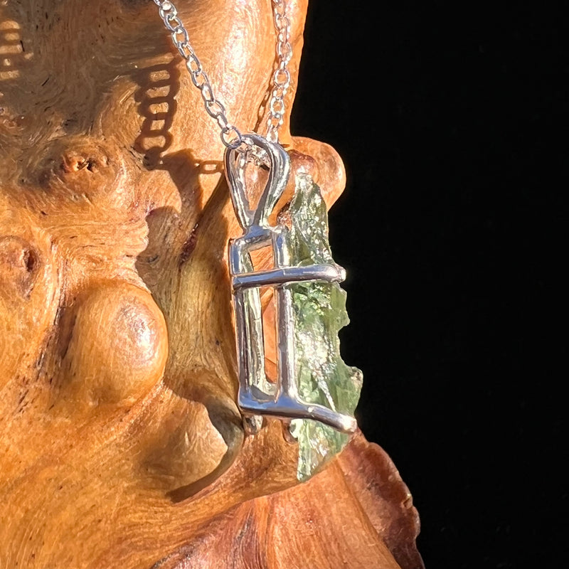 Raw Moldavite Pendant Sterling Silver #7574-Moldavite Life