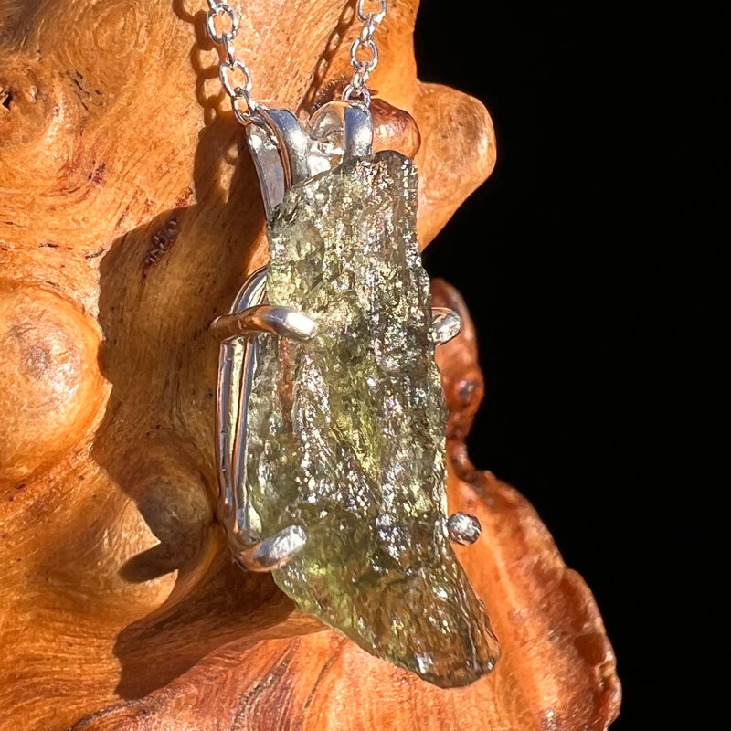 Raw Moldavite Pendant Sterling Silver #7575-Moldavite Life