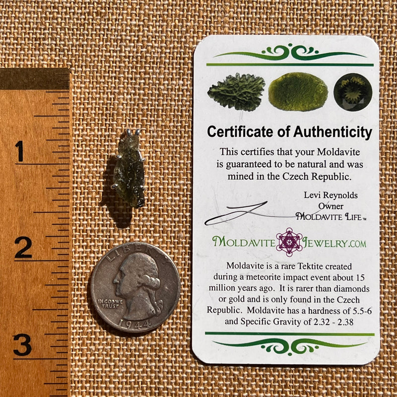 Raw Moldavite Pendant Sterling Silver #7575-Moldavite Life
