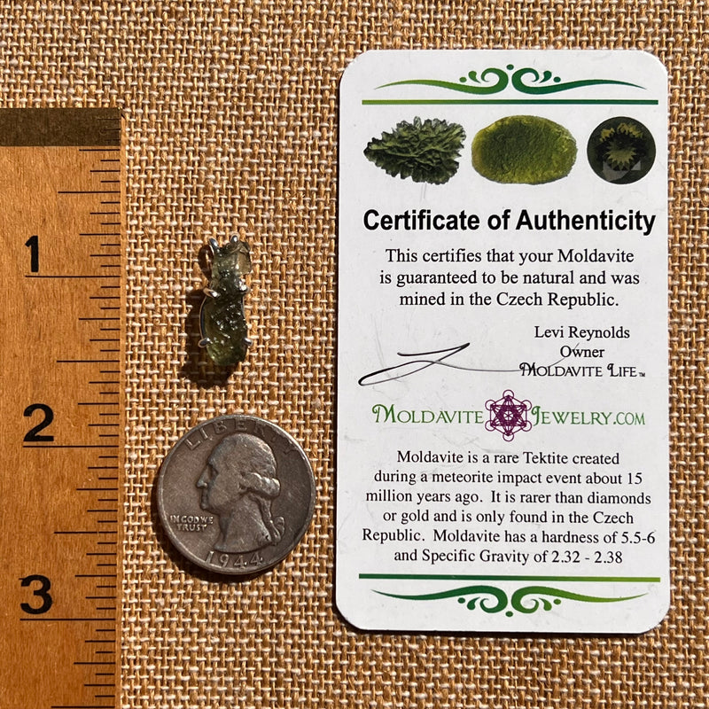 Raw Moldavite Pendant Sterling Silver #7576-Moldavite Life
