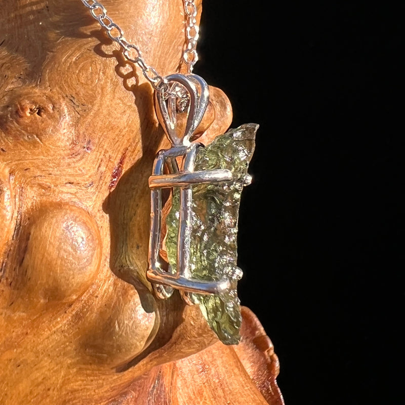 Raw Moldavite Pendant Sterling Silver #7577-Moldavite Life