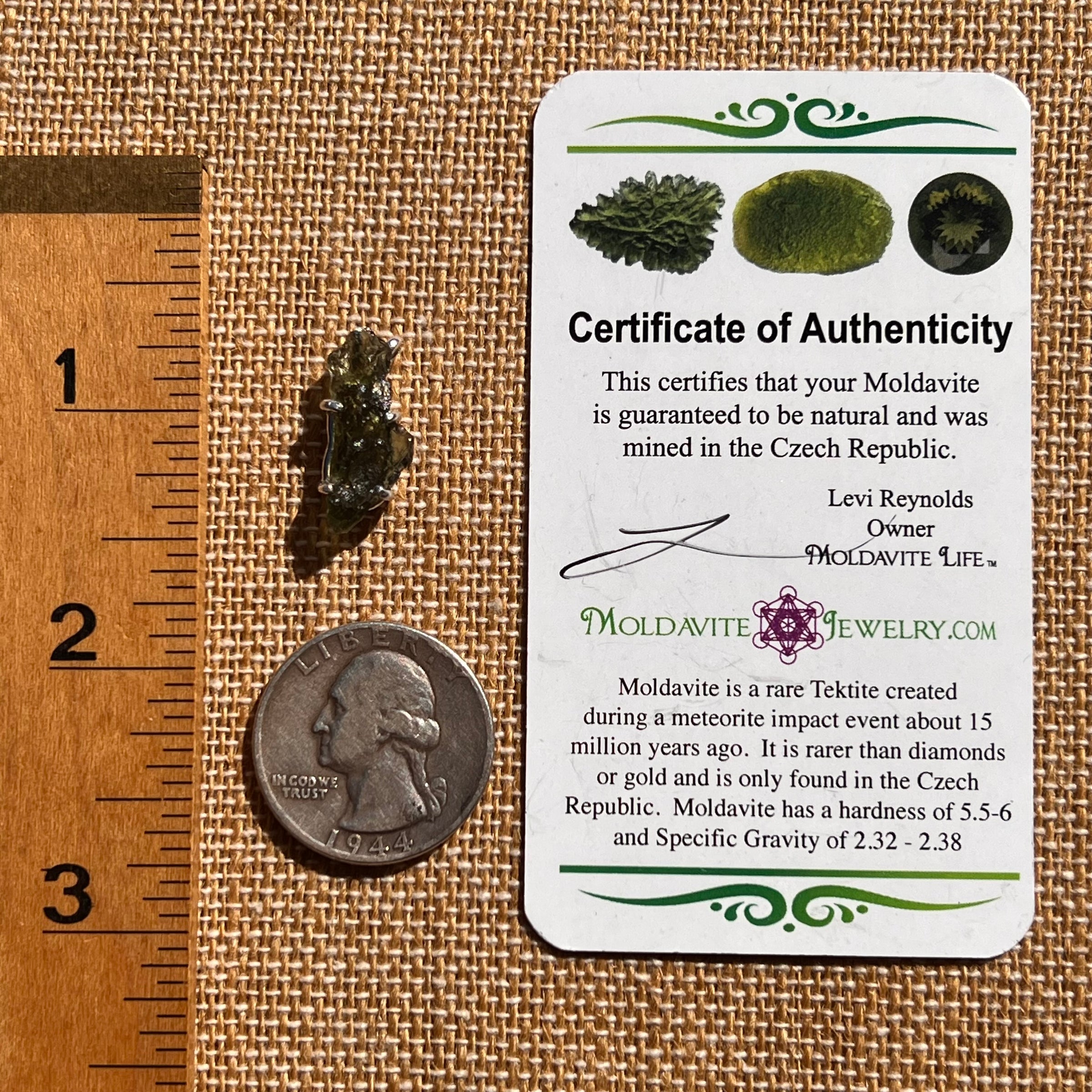 Raw Moldavite Pendant Sterling Silver #7579-Moldavite Life
