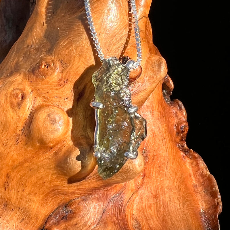 Raw Moldavite Pendant Sterling Silver #7579-Moldavite Life