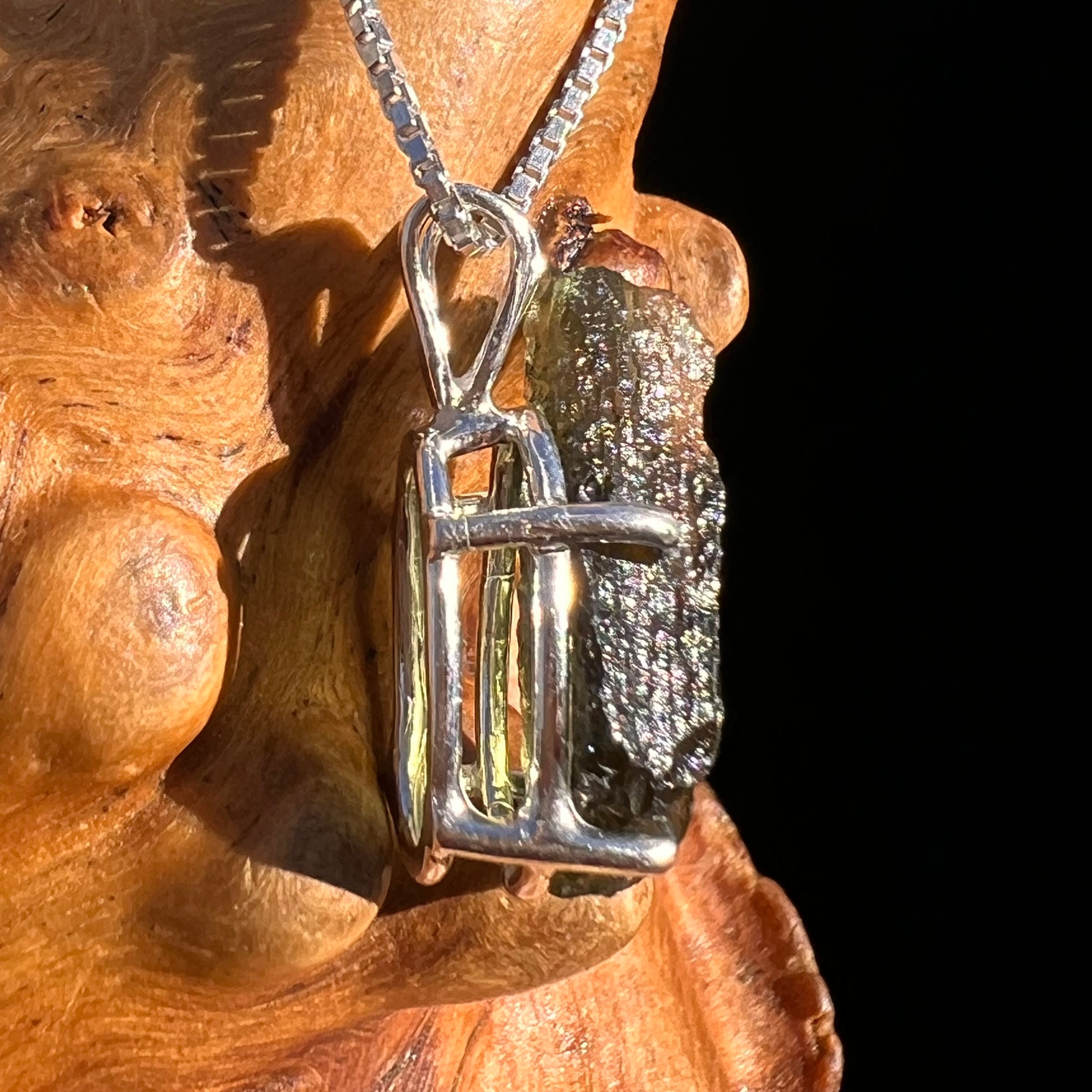 Raw Moldavite Pendant Sterling Silver #7580-Moldavite Life