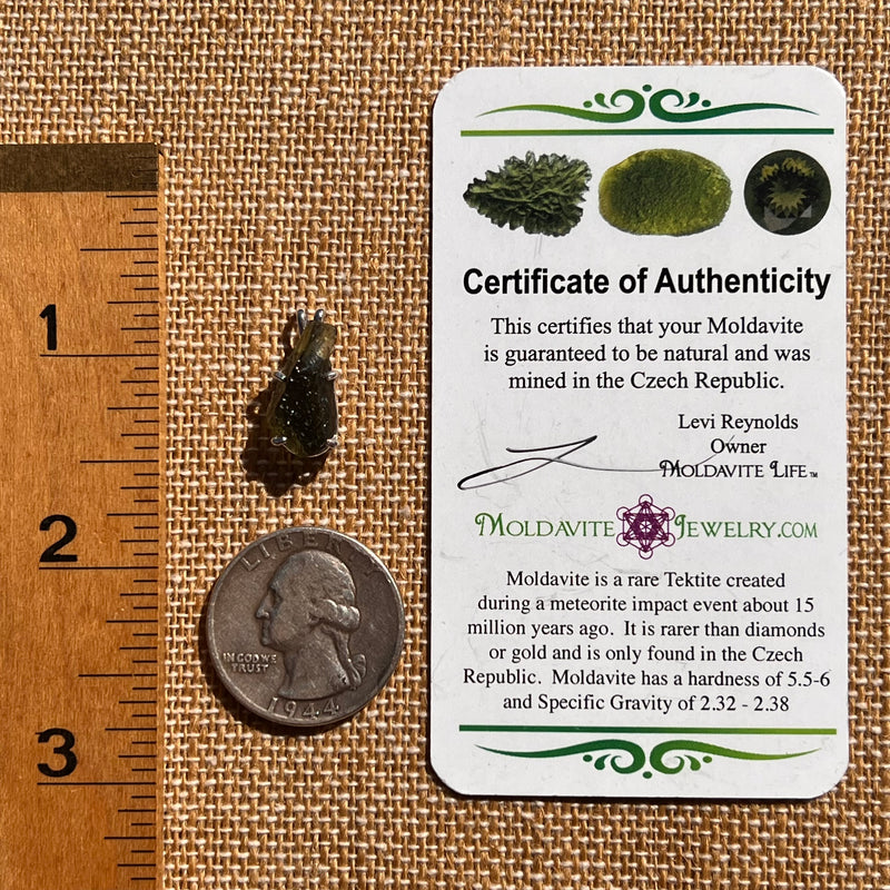 Raw Moldavite Pendant Sterling Silver #7580-Moldavite Life