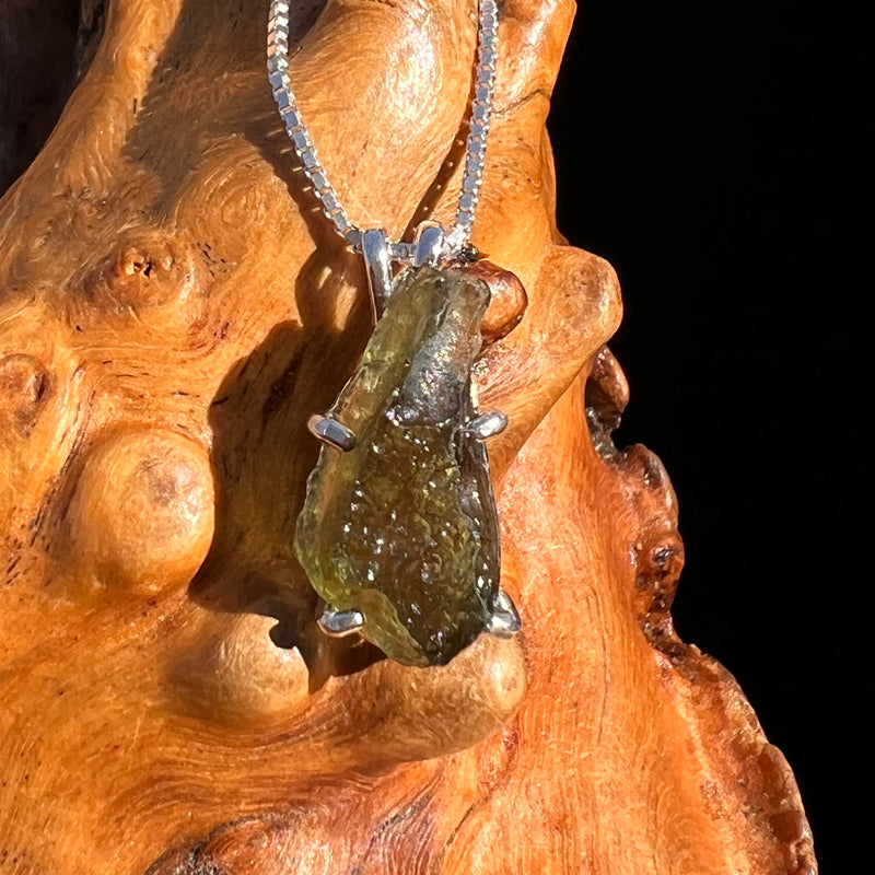 Raw Moldavite Pendant Sterling Silver #7580-Moldavite Life