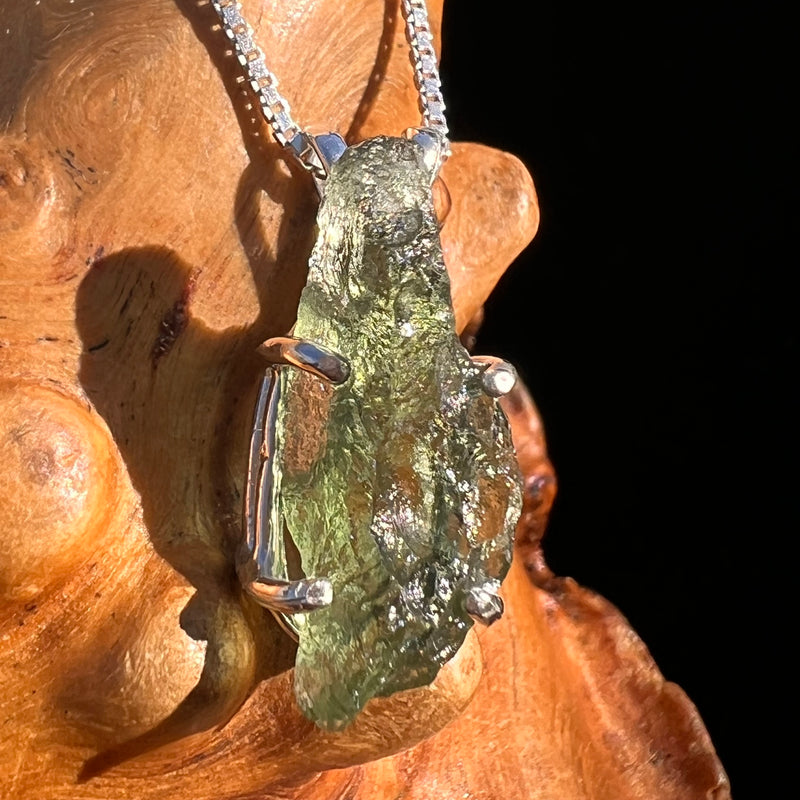 Raw Moldavite Pendant Sterling Silver #7581-Moldavite Life
