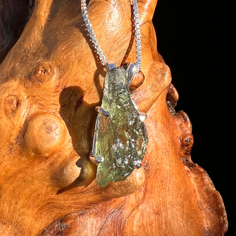 Raw Moldavite Pendant Sterling Silver #7581-Moldavite Life