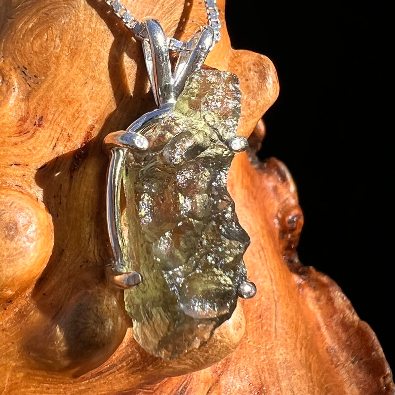 Raw Moldavite Pendant Sterling Silver #7582-Moldavite Life