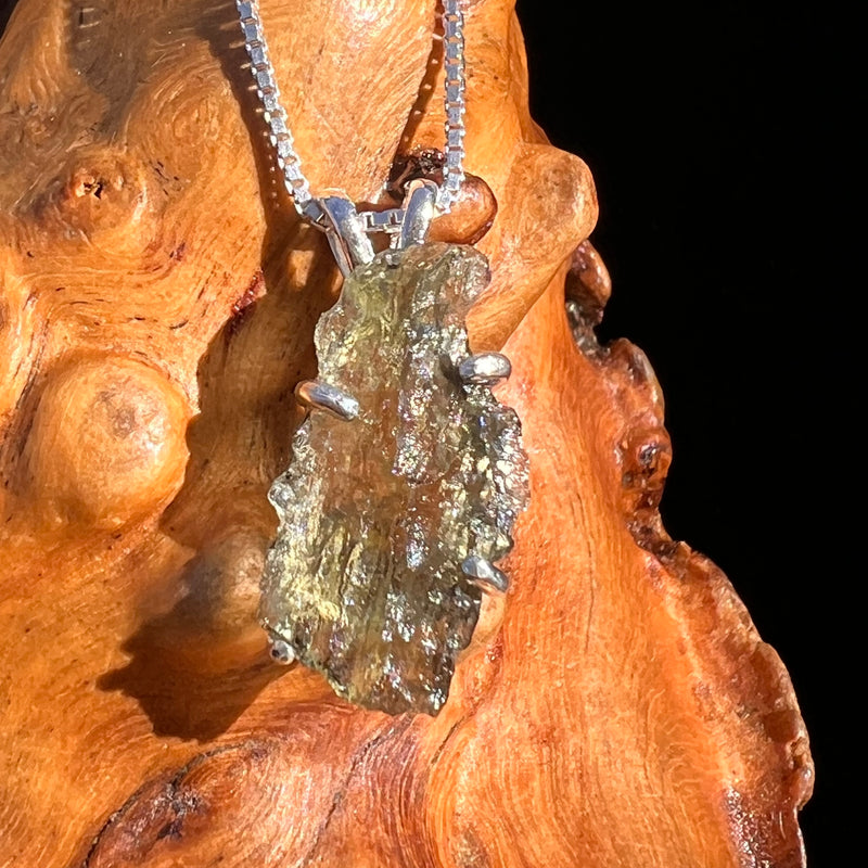 Raw Moldavite Pendant Sterling Silver #7583-Moldavite Life