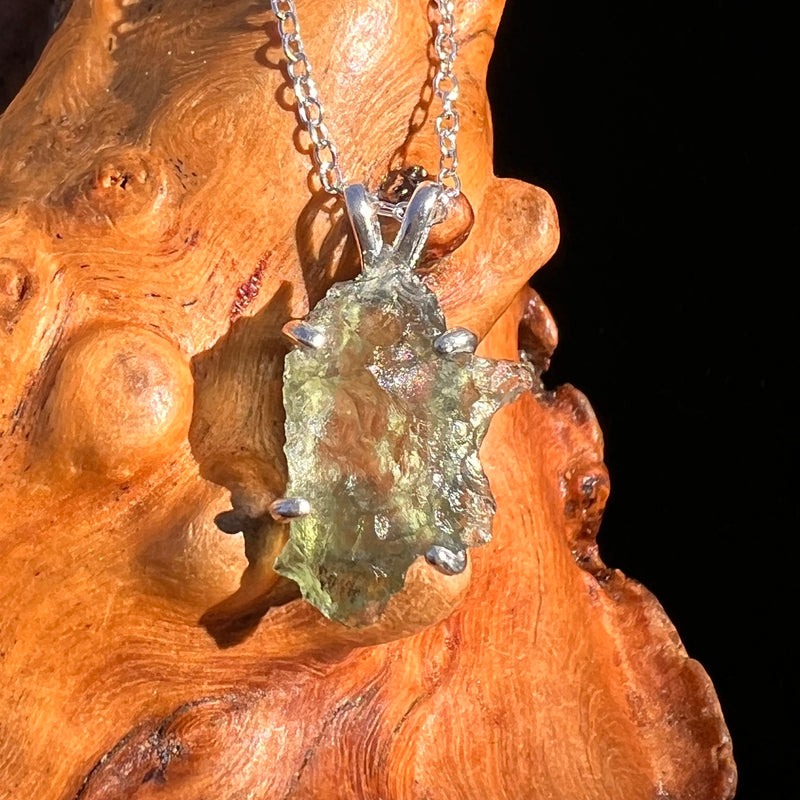 Raw Moldavite Pendant Sterling Silver #7585-Moldavite Life