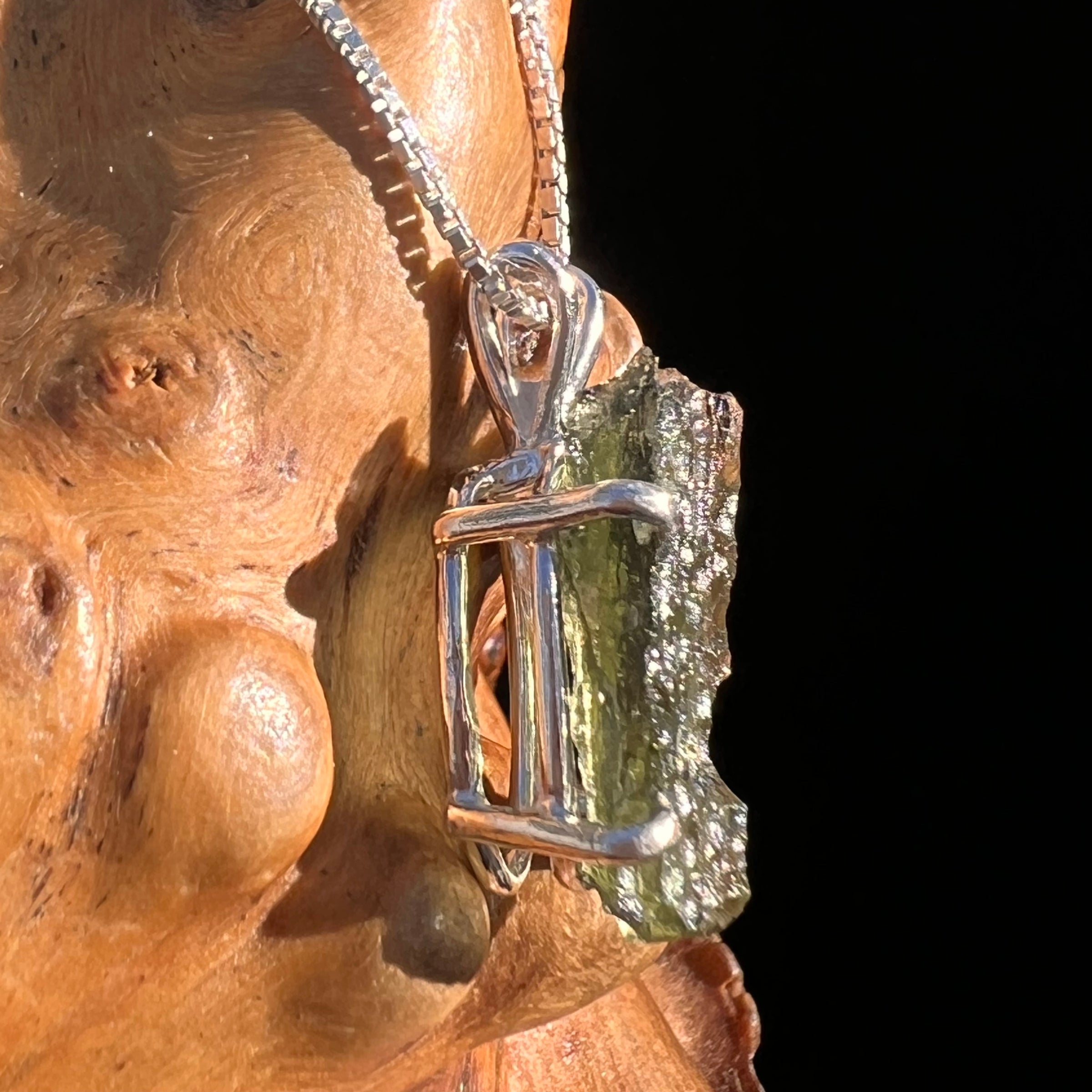 Raw Moldavite Pendant Sterling Silver #7586-Moldavite Life