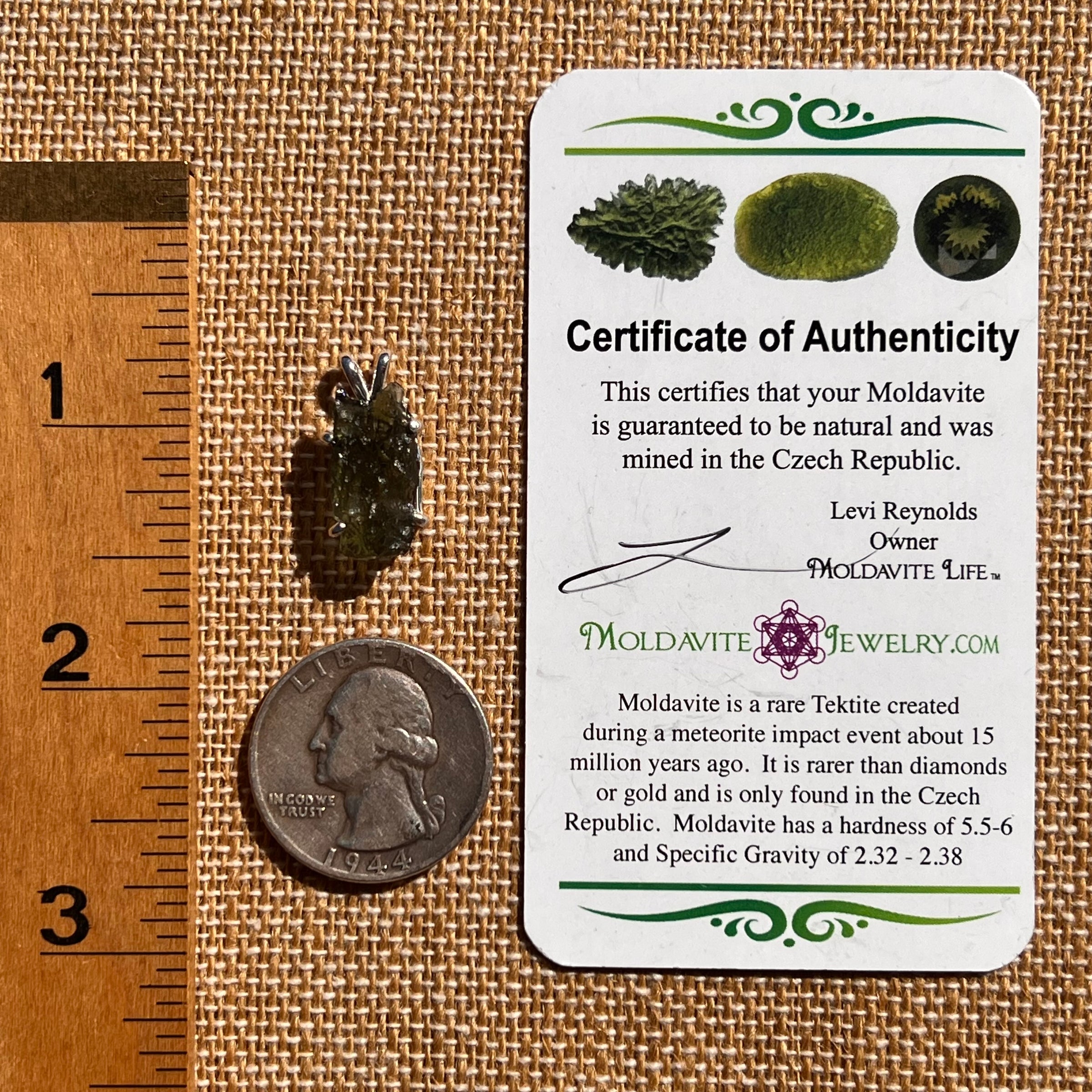 Raw Moldavite Pendant Sterling Silver #7586-Moldavite Life