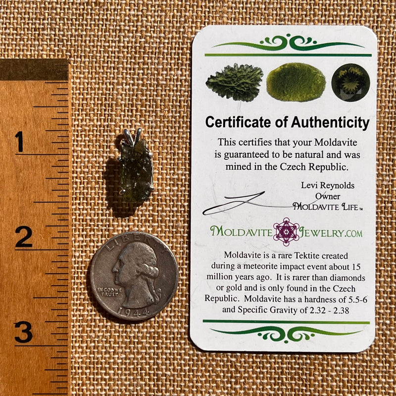 Raw Moldavite Pendant Sterling Silver #7586-Moldavite Life