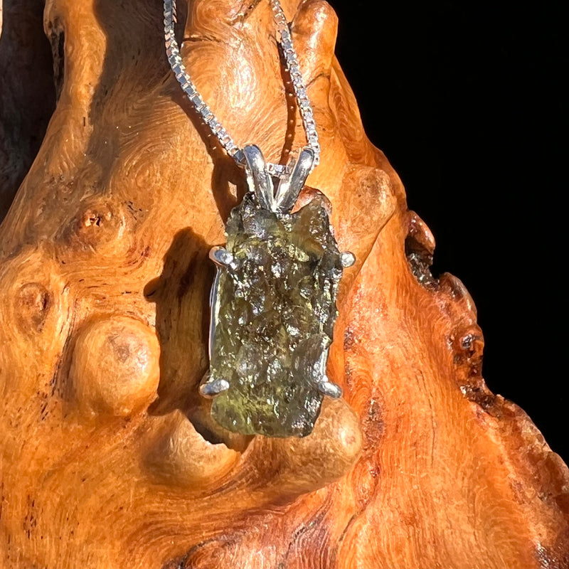 Raw Moldavite Pendant Sterling Silver #7586-Moldavite Life