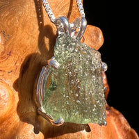 Raw Moldavite Pendant Sterling Silver #7588-Moldavite Life