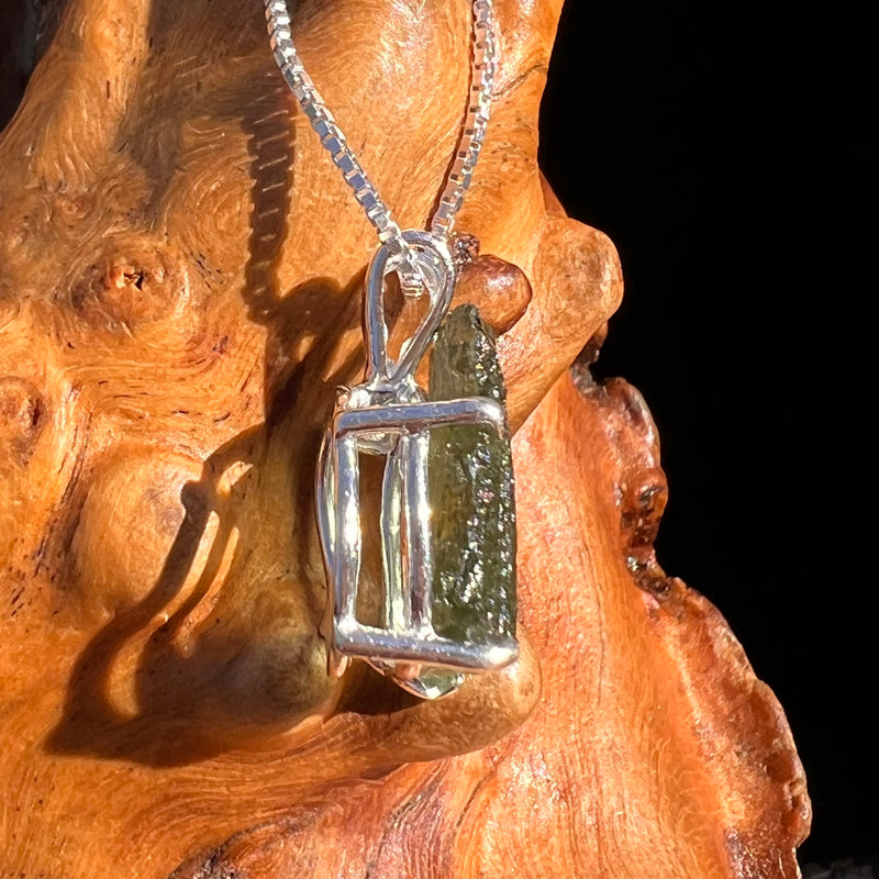 Raw Moldavite Pendant Sterling Silver #7588-Moldavite Life