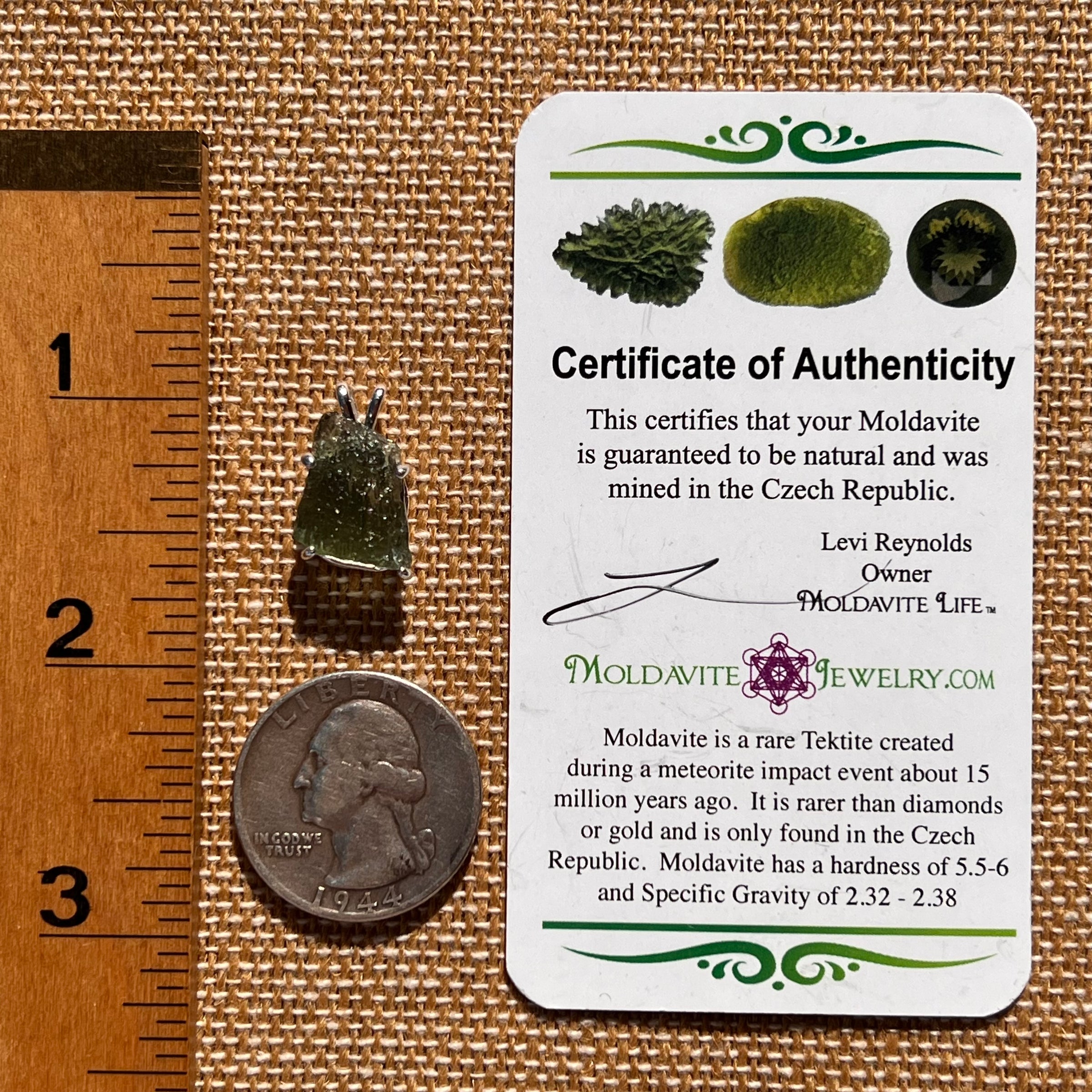 Raw Moldavite Pendant Sterling Silver #7588-Moldavite Life