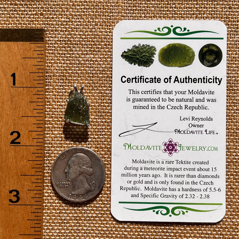 Raw Moldavite Pendant Sterling Silver #7588-Moldavite Life