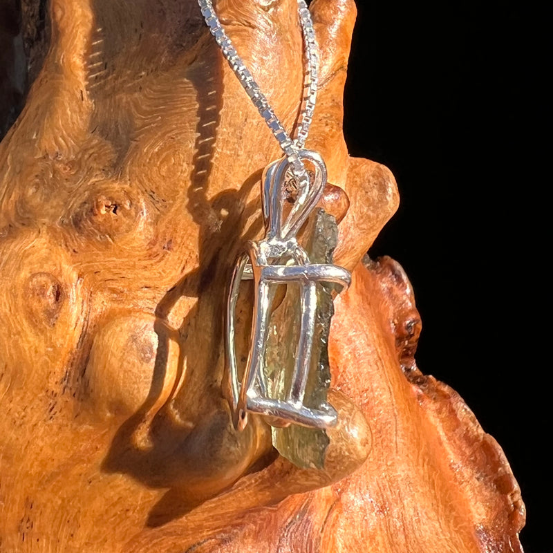 Raw Moldavite Pendant Sterling Silver #7589-Moldavite Life