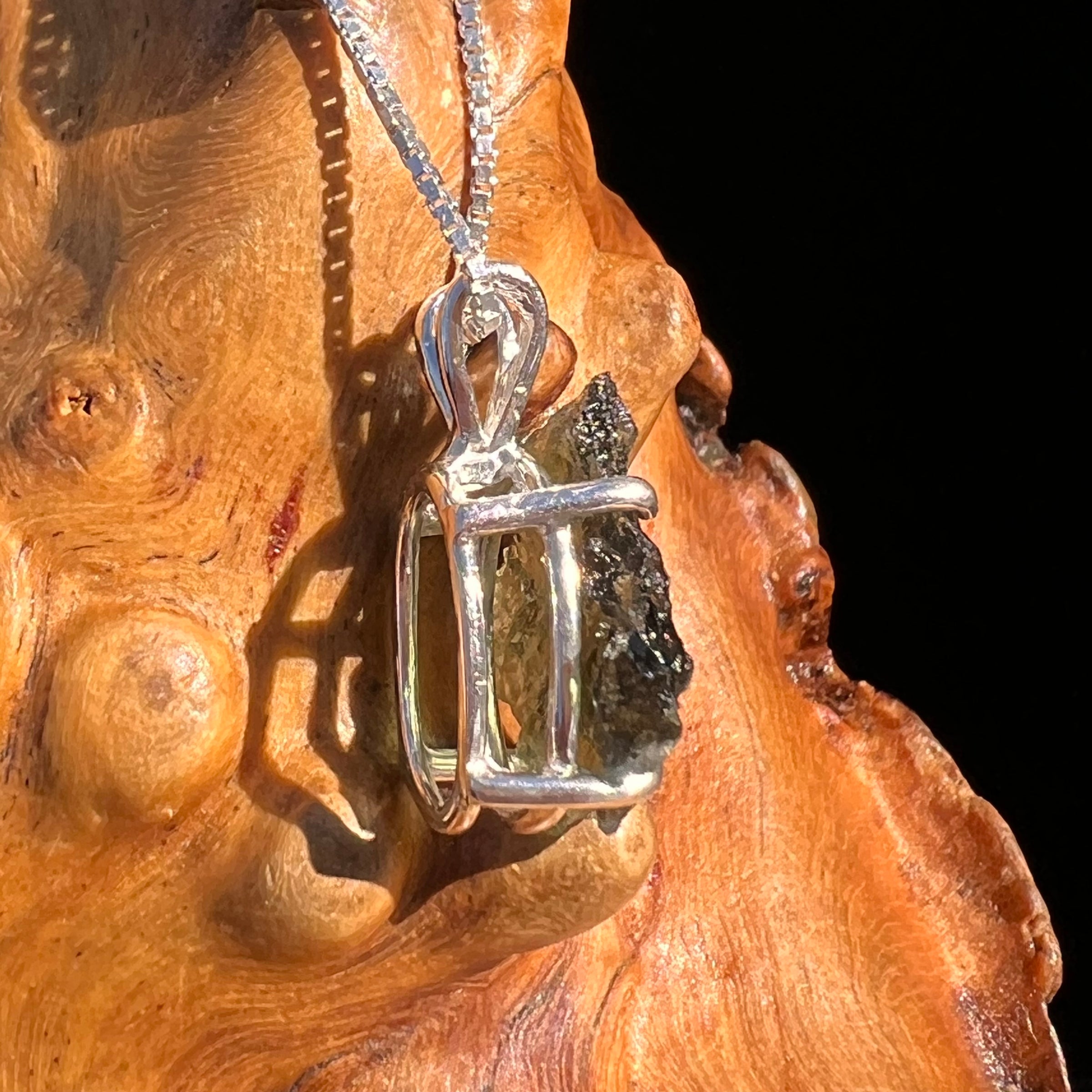 Raw Moldavite Pendant Sterling Silver #7590-Moldavite Life