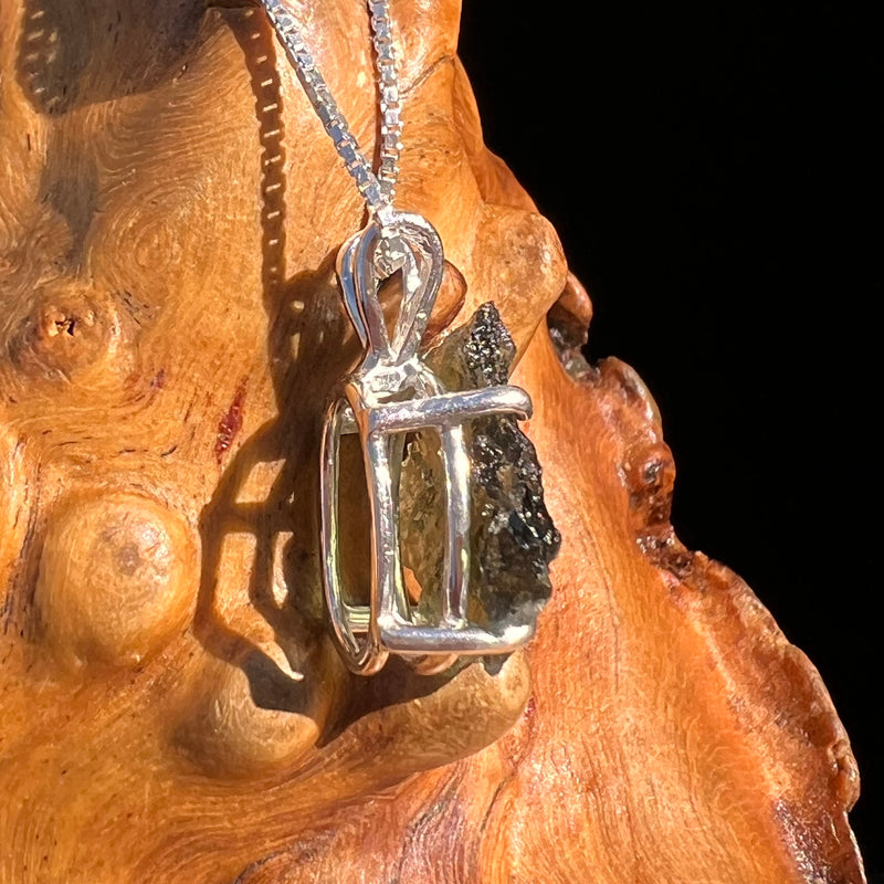 Raw Moldavite Pendant Sterling Silver #7590-Moldavite Life