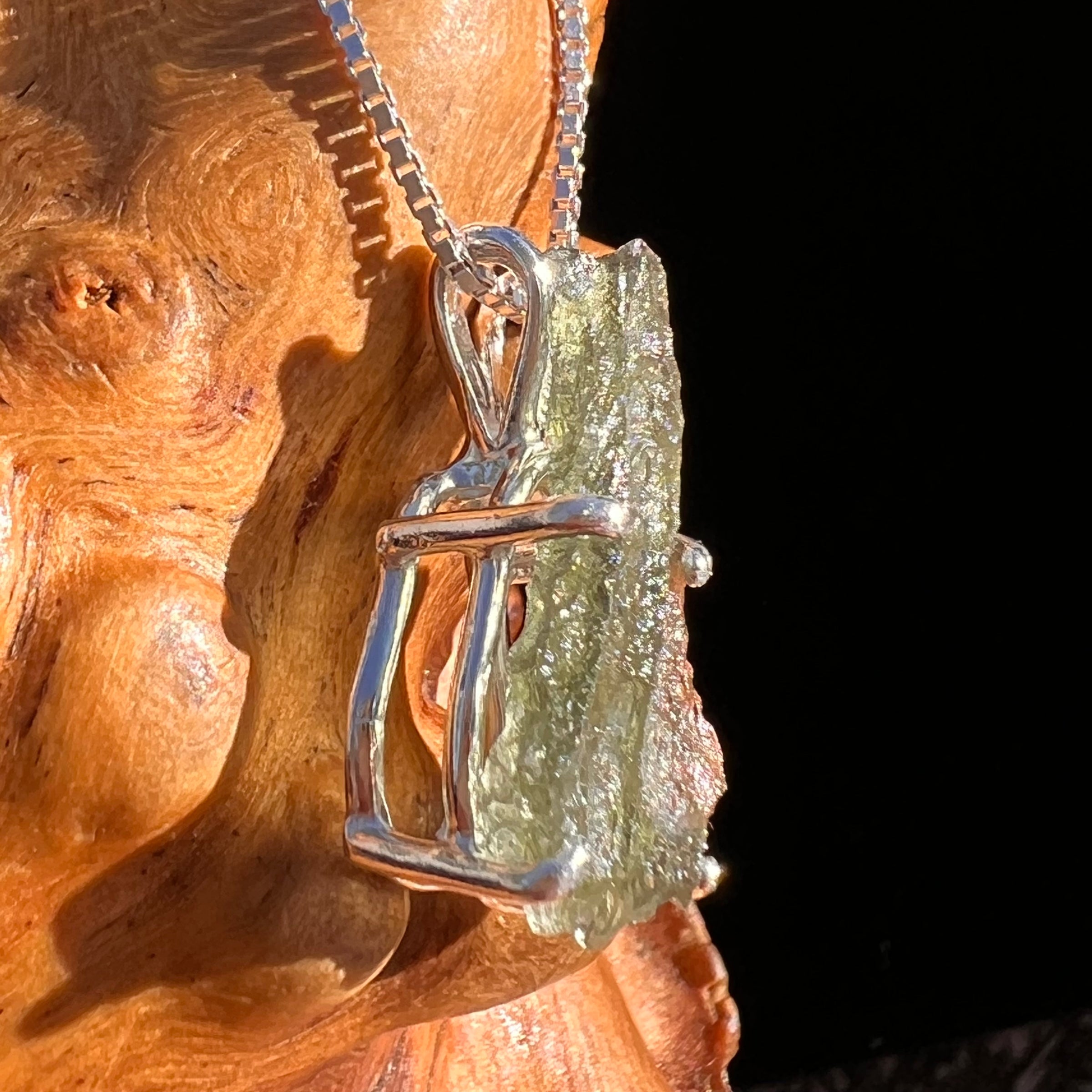 Raw Moldavite Pendant Sterling Silver #7591-Moldavite Life