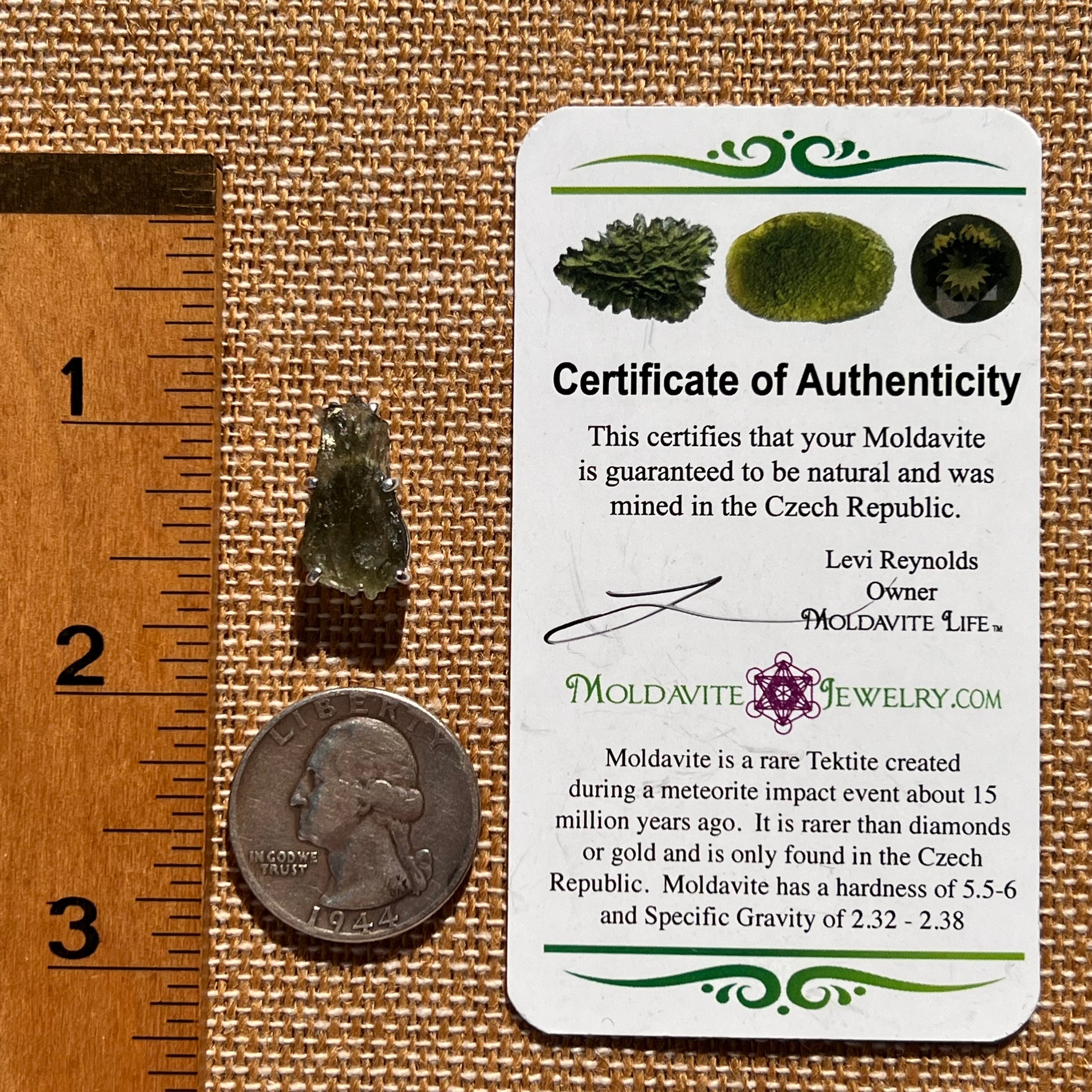Raw Moldavite Pendant Sterling Silver #7591-Moldavite Life