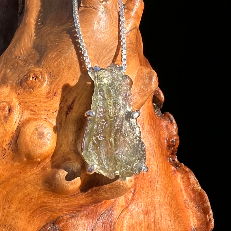 Raw Moldavite Pendant Sterling Silver #7591-Moldavite Life