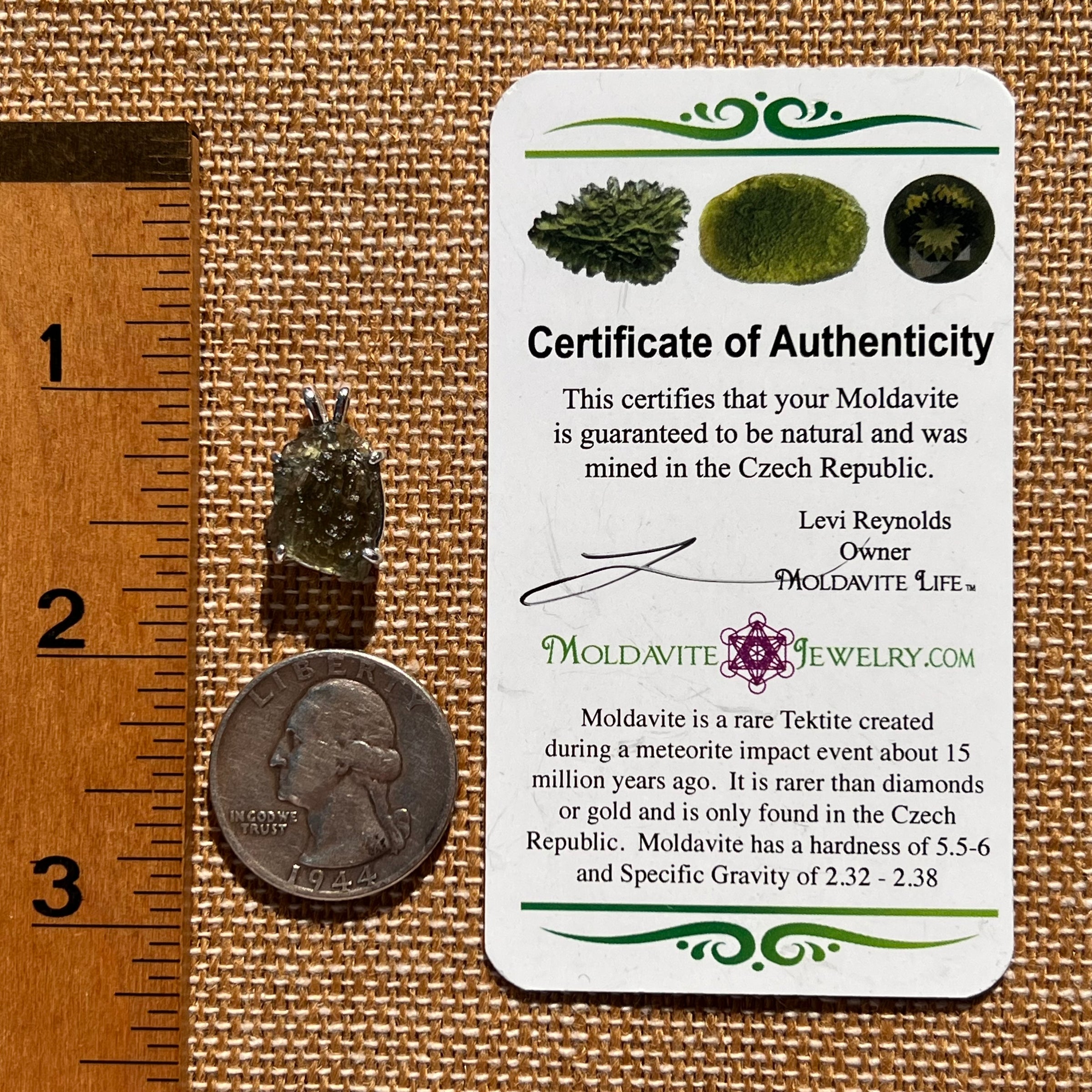 Raw Moldavite Pendant Sterling Silver #7592-Moldavite Life