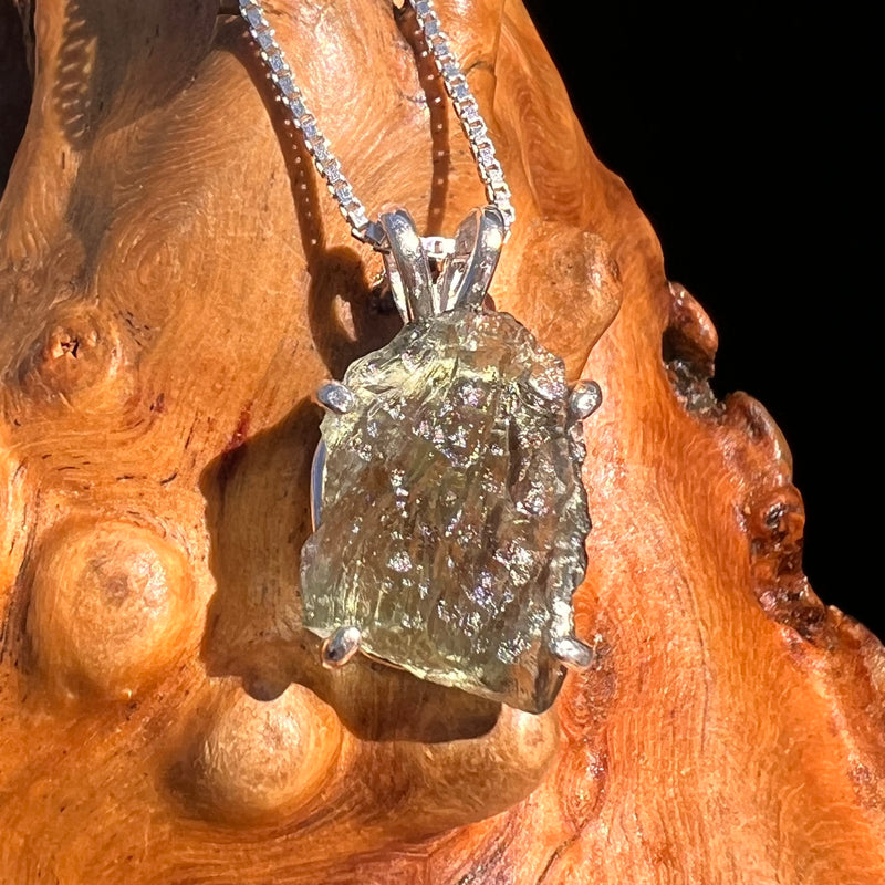 Raw Moldavite Pendant Sterling Silver #7592-Moldavite Life