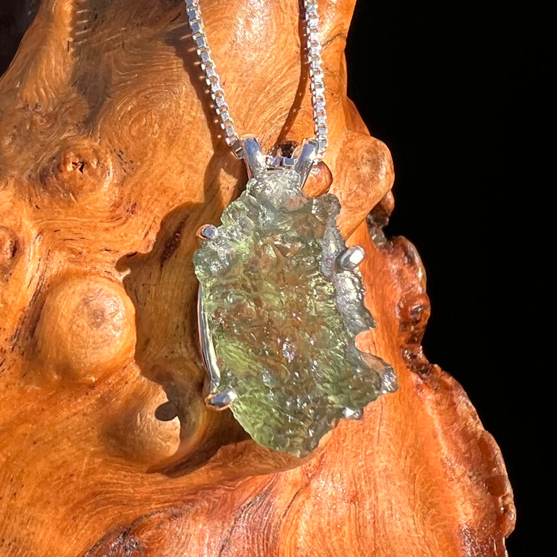 Raw Moldavite Pendant Sterling Silver #7593-Moldavite Life