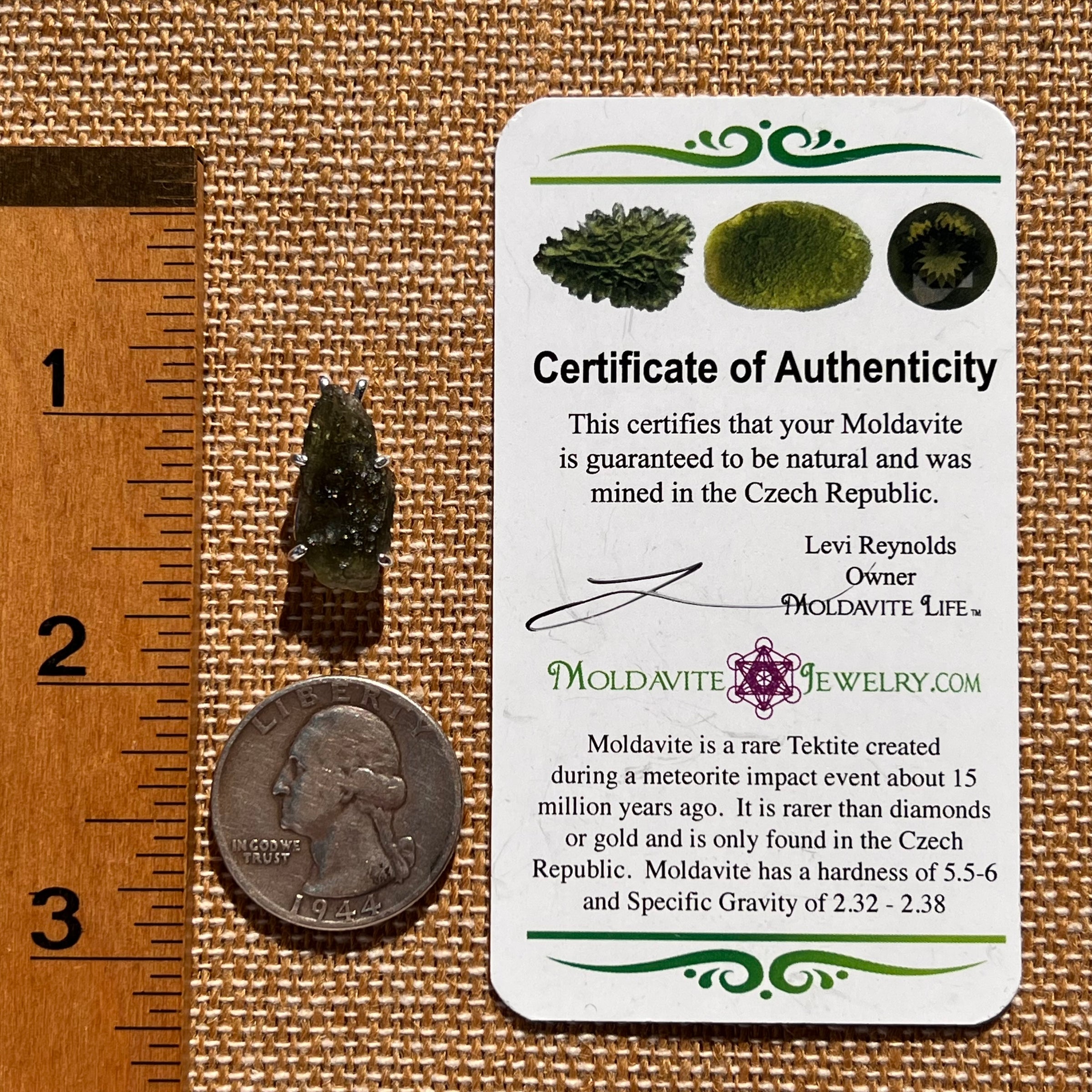 Raw Moldavite Pendant Sterling Silver #7594-Moldavite Life